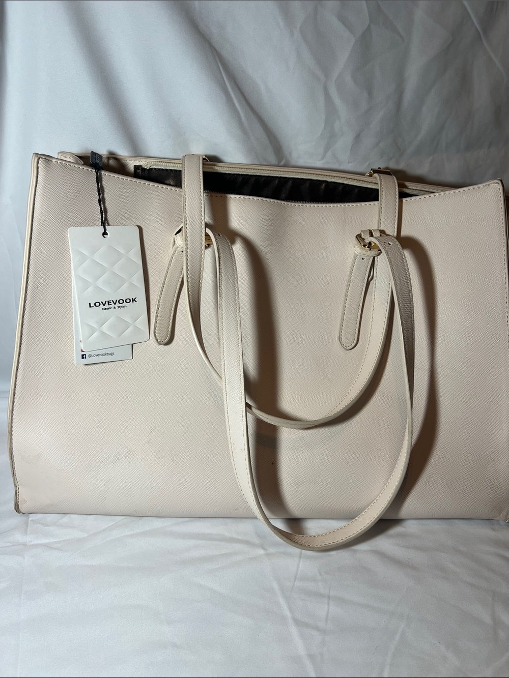 LOVEVOOK Cream Laptop Tote Bag for Women